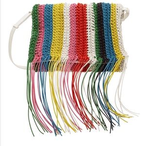 Chloe Leather Macrame Multicolor Fringe Crossbody Bag NWOT